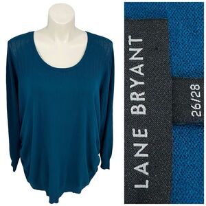 Lane Bryant Sweater Womens Size 26/28 Green Knit Top Work Office Casual Church